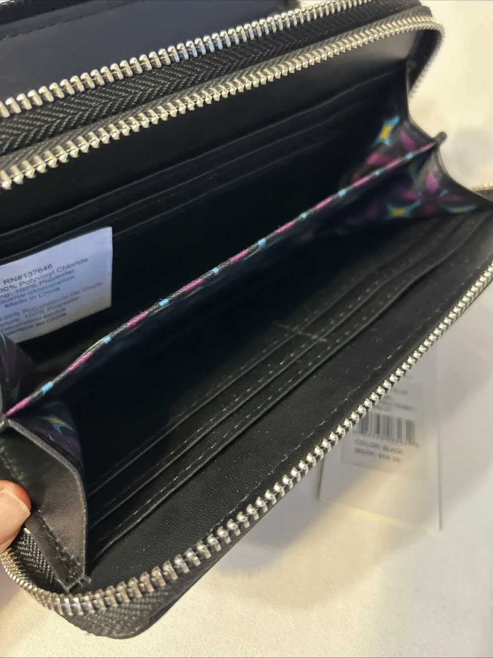 CXL By Christian Lacroix Wristlet Wallet Womens Black Pebble Double Zipper